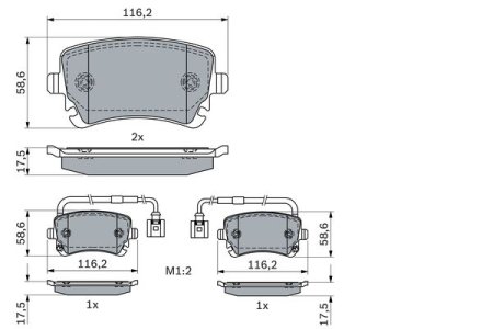 Klocki hamulcowe BOSCH 0986424057 3D0698451 VW PHAETON 02-16 tył z czuj.