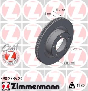 Tarcza hamulcowa ZIMMERMANN 590.2835.20 435120C020 TOYOTA LAND CRUISER 08- przód