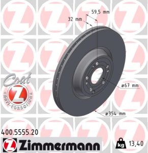 Tarcza hamulcowa ZIMMERMANN 400.5555.20 1674210701 MERCEDES V167 GLE 18- przód
