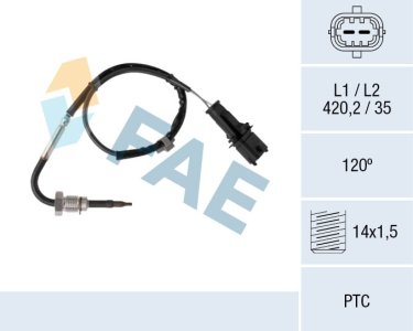 Czujnik temperatury spalin FAE 68082 55591173 OPEL