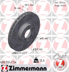 Tarcza hamulcowa ZIMMERMANN 600.3247.54 7P6615301 VW TOUAREG 10- LP