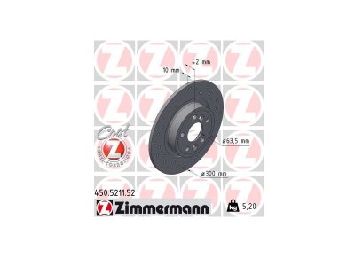 Tarcza hamulcowa ZIMMERMANN 450.5211.52 LR061388 LAND ROVER DISCOVERY 14- tył