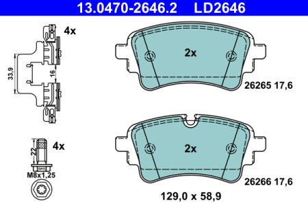 Klocki hamulcowe ATE 13.0470-2646 80A698451F AUDI A6 19- tył