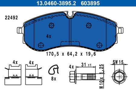 KLOCKI HAMULC. VW CRAFTER 16- TYŁ