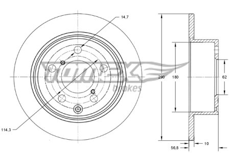 TARCZA HAMULC. TOYOTA COROLLA VERSO 04-09 TYŁ