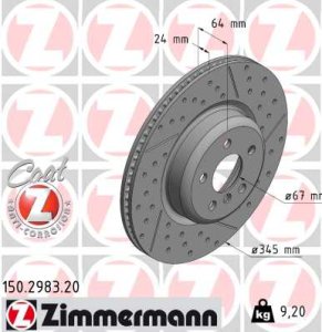 Tarcza hamulcowa ZIMMERMANN 150.2983.20 34206896228 BMW 3 G20,G80 18- PT