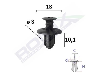 Kołek rozporowy ROMIX COMPANY C70696 8659334500 HYUNDAI ELANTRA, I30