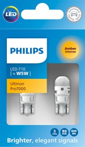 ŻARÓWKI PHILIPS LED ULTINON PRO7000 WY5W POMARAŃCZOWE 12V 2SZT.