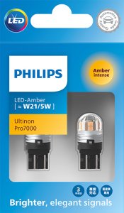 ŻARÓWKI PHILIPS LED ULTINON PRO7000 W21/5W POMARAŃCZ AU70 12/24V 2SZT.