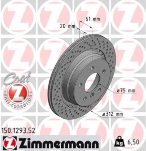 Tarcza hamulcowa ZIMMERMANN 150.1293.52 34212227178