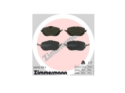 Klocki hamulcowe ZIMMERMANN 26592.190.1 0004200004 MERCEDES W206 C-KLASA 21- przód