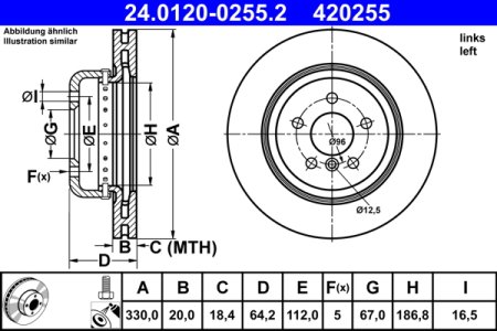 TARCZA HAMULC. BMW 5 G30,F90 16- LT