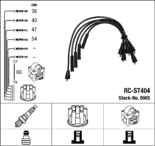 Przewody wysokiego napięcia komplet NGK RC-ST404 905