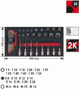 ZESTAW NARZĘDZI TORX I SPLINE-XZN 33 CZ - WYPRZEDAŻ