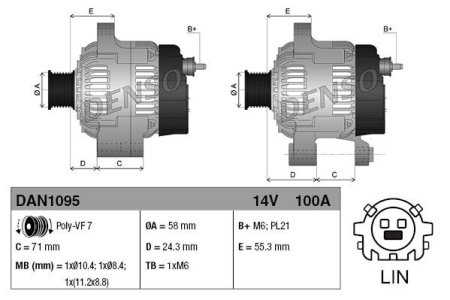 Alternator DENSO DAN1095 270600R090