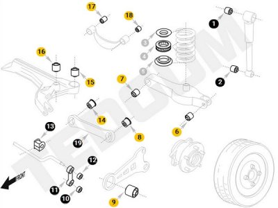 ZESTAW TULEI TYLNEGO ZAWIESZENIA OPEL FIAT