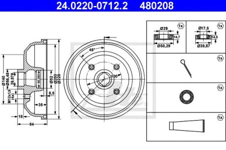 Bęben hamulcowy ATE 24.0220-0712 418117