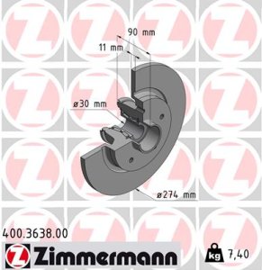 Tarcza hamulcowa ZIMMERMANN 400.3638.00 4154200102