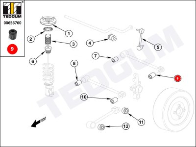 Silentblok drążka poprzecznego TEDGUM 00656760 4630060B10