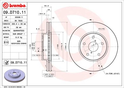 TARCZA HAMULC. SUBARU LEGACY VI 15- PRZÓD