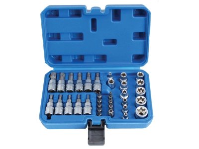 Klucze nasadowe TORX 3/8 TECHMAN S-34TES zestaw 34 elem. TRZPIEŃ TORX ZESTAW