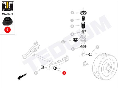 Poduszka tylnej belki TEDGUM 00722772 1H9501541