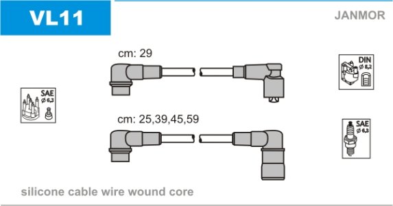 Przewody wysokiego napięcia komplet JANMOR VL11 