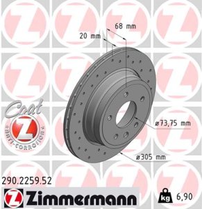 Tarcza hamulcowa ZIMMERMANN 290.2259.52 JLM12428