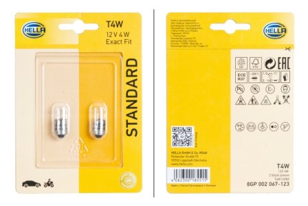 ŻARÓWKA T4W 4W 12V 2SZT BLISTER